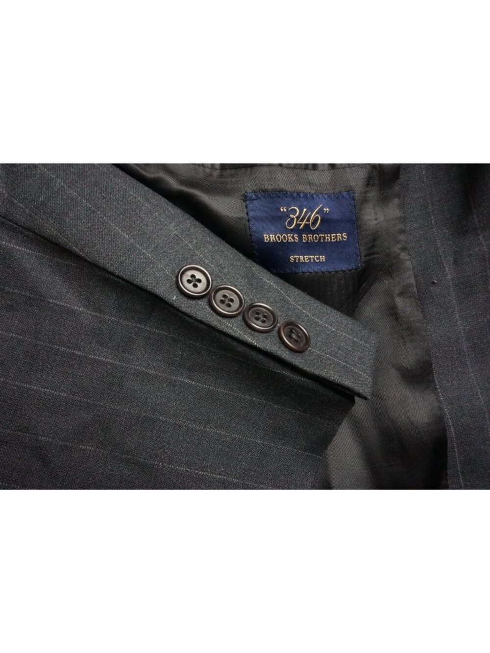 Brooks Brothers Stretch Gray Pinstriped Wool Blend 2 Pc Suit Jacket Pants Sz 45R